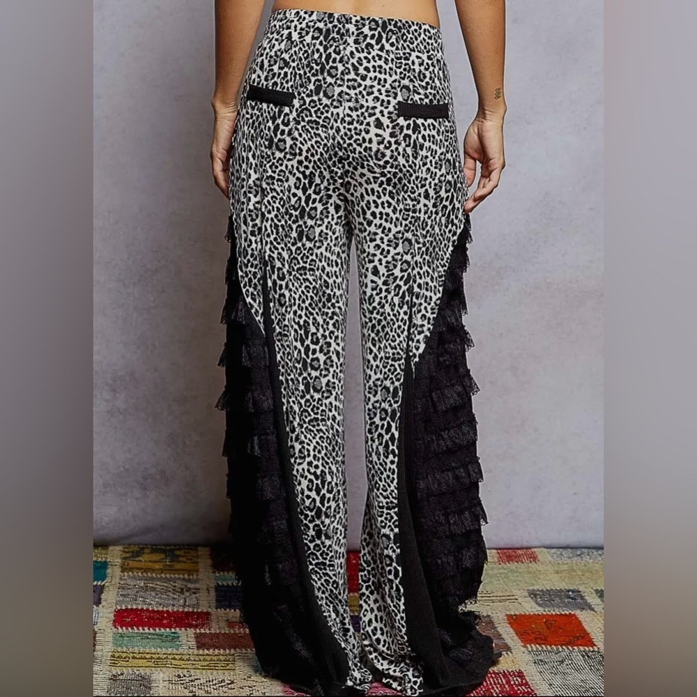 Leopard Print Lace Women's Pants - Picture 2 of 4